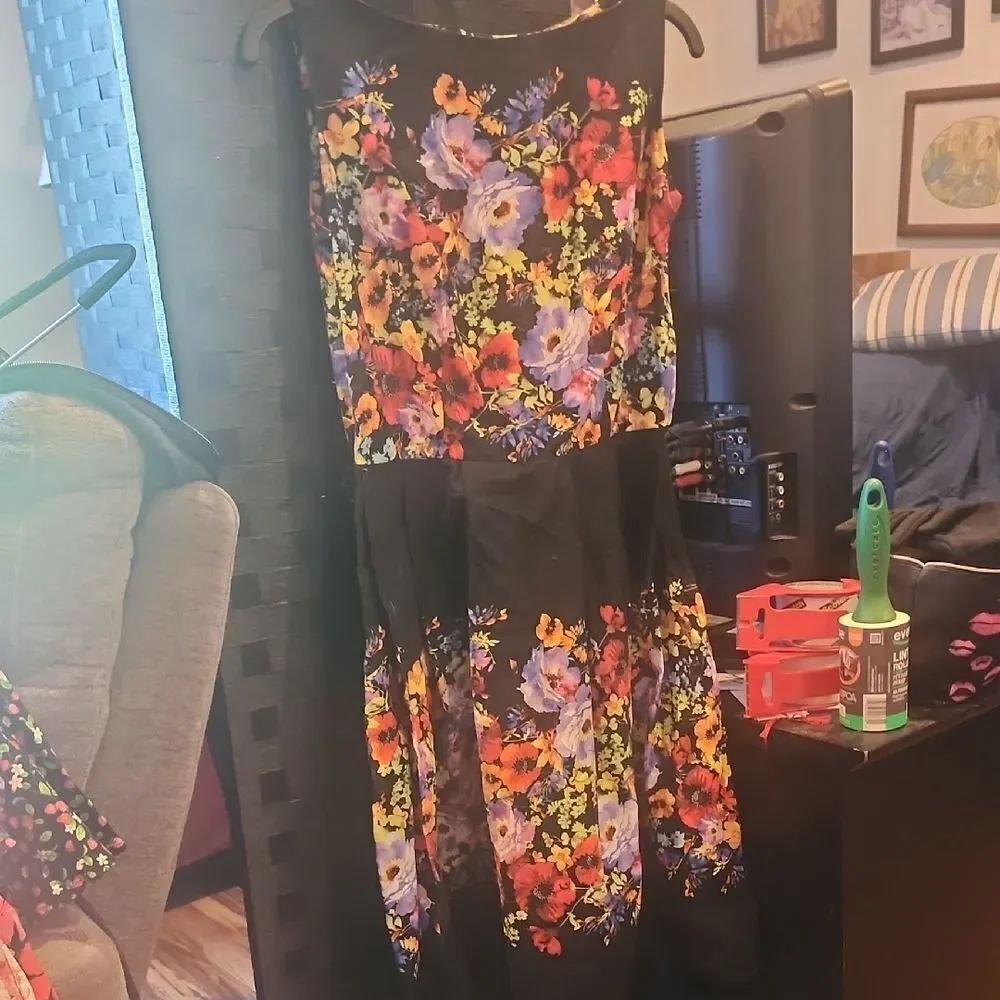 Heart Of HAUTE multicolor Black Floral Dress Size L